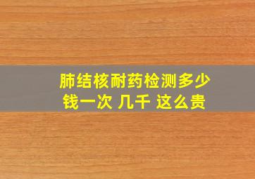 肺结核耐药检测多少钱一次 几千 这么贵